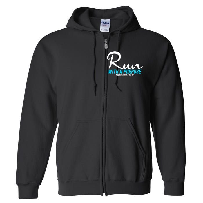 1 Corinthians 924 26 Run With A Purpose Full Zip Hoodie