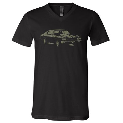 1970 Classic America Ss Muscle Car V-Neck T-Shirt