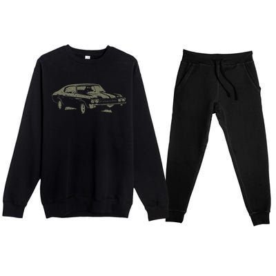 1970 Classic America Ss Muscle Car Premium Crewneck Sweatsuit Set