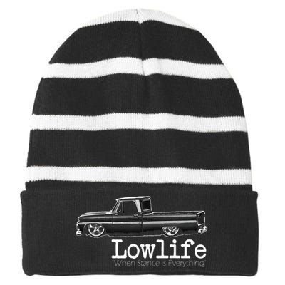 10 Classic C10 Truck Lowlife Stance Is Everything Striped Beanie with Solid Band