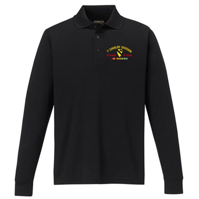 1st Cavalry Division Vietnam Veteran 1st Air Cav In Vietnam Performance Long Sleeve Polo