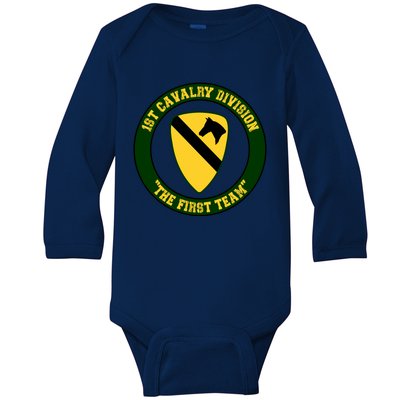 1st Cavalry Division Veteran Always A Soldier Military Xmas Baby Long Sleeve Bodysuit