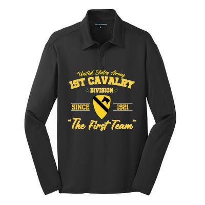 1st Cavalry Division Veteran Always A Soldier Military Xmas Silk Touch Performance Long Sleeve Polo