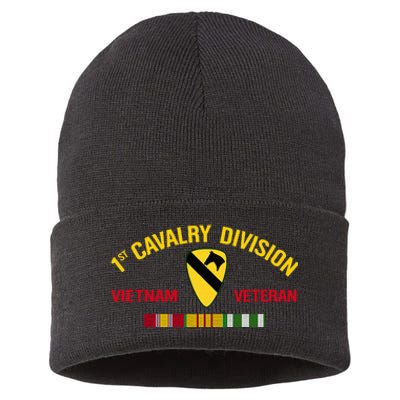 1st Cavalry Division Vietnam Veteran 1st Air Cav In Vietnam Sustainable Knit Beanie