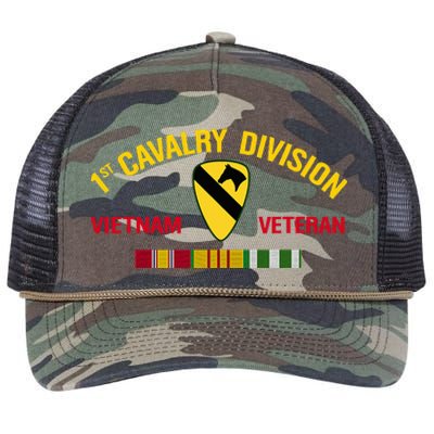 1st Cavalry Division Vietnam Veteran 1st Air Cav In Vietnam Retro Rope Trucker Hat Cap