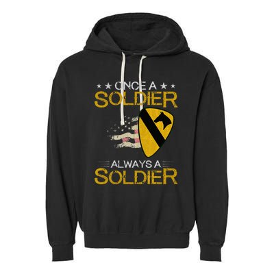 1st Cavalry Division Veteran Always A Soldier Military Xmas Garment-Dyed Fleece Hoodie