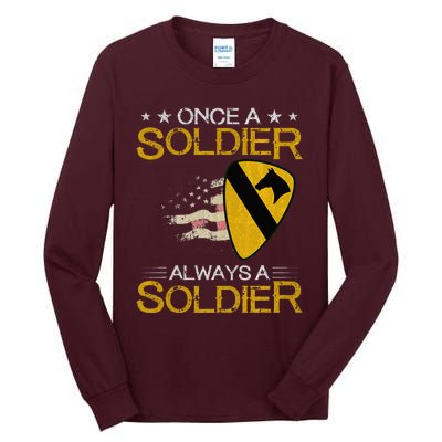 1st Cavalry Division Veteran Always A Soldier Military Xmas Tall Long Sleeve T-Shirt