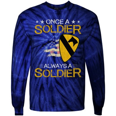 1st Cavalry Division Veteran Always A Soldier Military Xmas Tie-Dye Long Sleeve Shirt