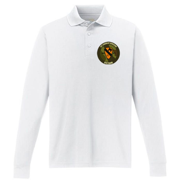 1st Cavalry Division Vietnam Performance Long Sleeve Polo