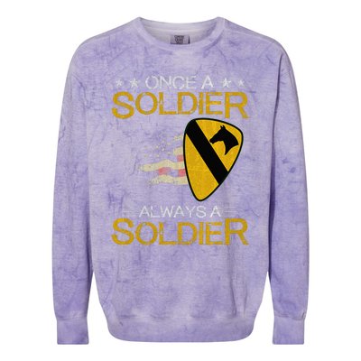 1st Cavalry Division Veteran Always a Soldier Military Xmas Colorblast Crewneck Sweatshirt