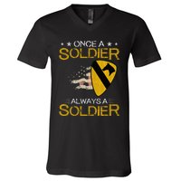 1st Cavalry Division Veteran Always a Soldier Military Xmas V-Neck T-Shirt