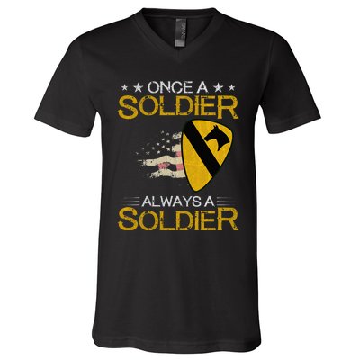 1st Cavalry Division Veteran Always a Soldier Military Xmas V-Neck T-Shirt