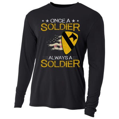 1st Cavalry Division Veteran Always a Soldier Military Xmas Cooling Performance Long Sleeve Crew