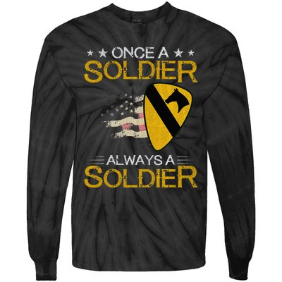 1st Cavalry Division Veteran Always a Soldier Military Xmas Tie-Dye Long Sleeve Shirt