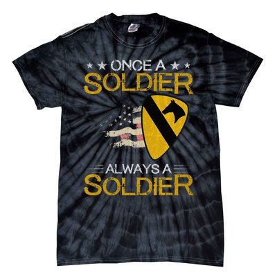 1st Cavalry Division Veteran Always a Soldier Military Xmas Tie-Dye T-Shirt