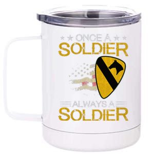 1st Cavalry Division Veteran Always a Soldier Military Xmas 12 oz Stainless Steel Tumbler Cup