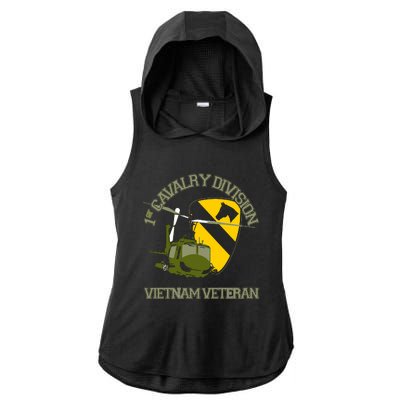 1st Cavalry Division Vietnam Veteran UH1 Gunship Veteran Day Ladies PosiCharge Tri-Blend Wicking Draft Hoodie Tank