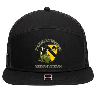 1st Cavalry Division Vietnam Veteran UH1 Gunship Veteran Day 7 Panel Mesh Trucker Snapback Hat