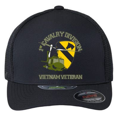 1st Cavalry Division Vietnam Veteran UH1 Gunship Veteran Day Flexfit Unipanel Trucker Cap