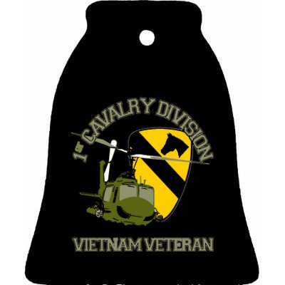 1st Cavalry Division Vietnam Veteran UH1 Gunship Veteran Day Ceramic Bell Ornament