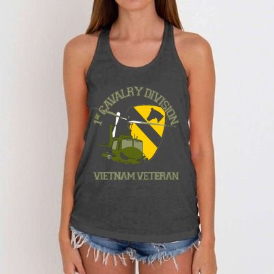 1st Cavalry Division Vietnam Veteran UH1 Gunship Veteran Day Women's Knotted Racerback Tank