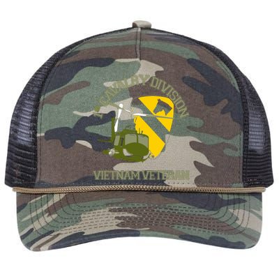 1st Cavalry Division Vietnam Veteran UH1 Gunship Veteran Day Retro Rope Trucker Hat Cap