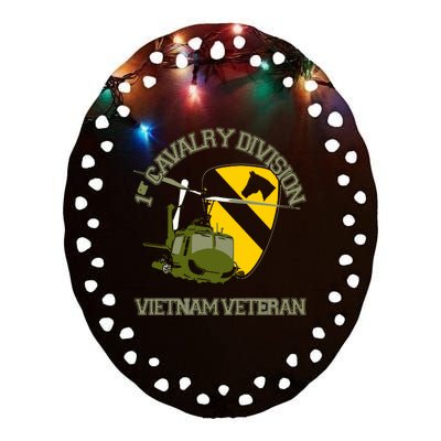 1st Cavalry Division Vietnam Veteran UH1 Gunship Veteran Day Ceramic Oval Ornament