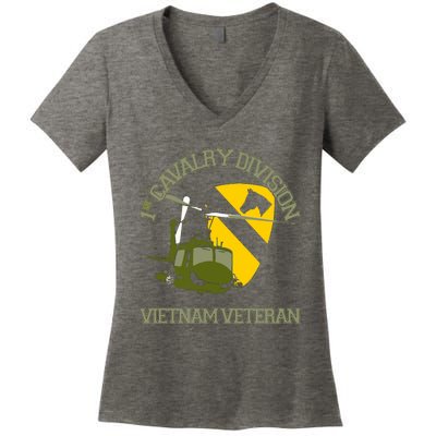 1st Cavalry Division Vietnam Veteran UH1 Gunship Veteran Day Women's V-Neck T-Shirt