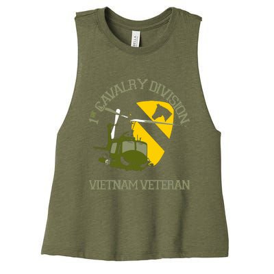 1st Cavalry Division Vietnam Veteran UH1 Gunship Veteran Day Women's Racerback Cropped Tank