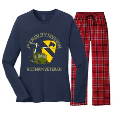 1st Cavalry Division Vietnam Veteran UH1 Gunship Veteran Day Women's Long Sleeve Flannel Pajama Set 