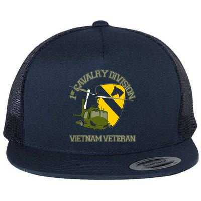 1st Cavalry Division Vietnam Veteran UH1 Gunship Veteran Day Flat Bill Trucker Hat