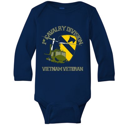 1st Cavalry Division Vietnam Veteran UH1 Gunship Veteran Day Baby Long Sleeve Bodysuit