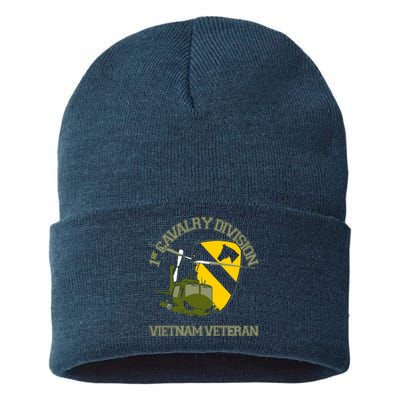 1st Cavalry Division Vietnam Veteran UH1 Gunship Veteran Day Sustainable Knit Beanie