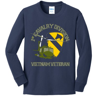 1st Cavalry Division Vietnam Veteran UH1 Gunship Veteran Day Kids Long Sleeve Shirt