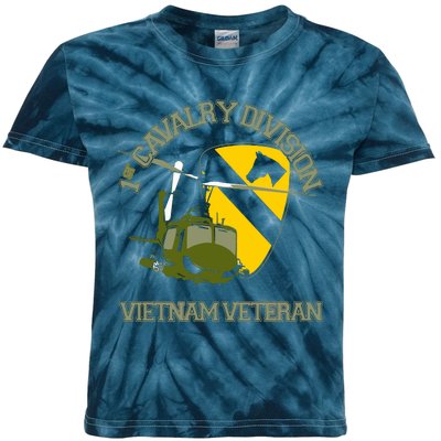 1st Cavalry Division Vietnam Veteran UH1 Gunship Veteran Day Kids Tie-Dye T-Shirt