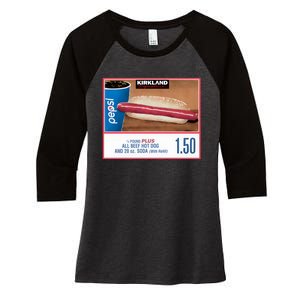 150 Costco Hot Dog Soda Combo With Women's Tri-Blend 3/4-Sleeve Raglan Shirt