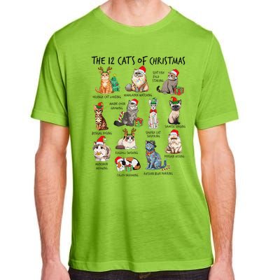 12 Cats Of Christmas Funny Christmas Cat Lover Xmas Holiday Adult ChromaSoft Performance T-Shirt