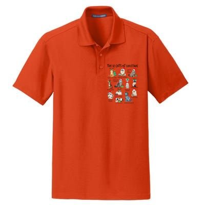 12 Cats Of Christmas Funny Christmas Cat Lover Xmas Holiday Dry Zone Grid Polo