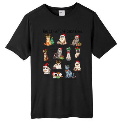 12 Cats Of Christmas Funny Christmas Cat Lover Xmas Holiday Tall Fusion ChromaSoft Performance T-Shirt