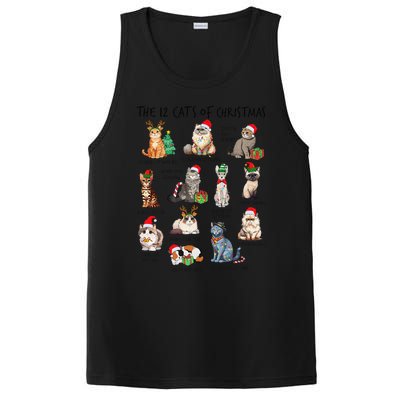 12 Cats Of Christmas Funny Christmas Cat Lover Xmas Holiday PosiCharge Competitor Tank