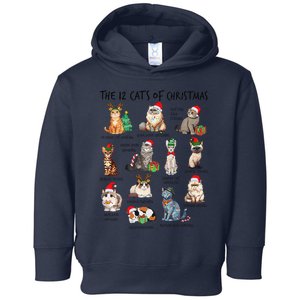 12 Cats Of Christmas Funny Christmas Cat Lover Xmas Holiday Toddler Hoodie