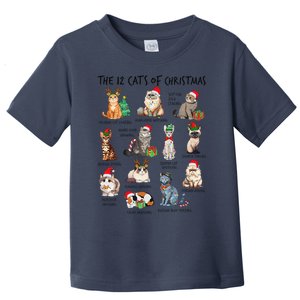 12 Cats Of Christmas Funny Christmas Cat Lover Xmas Holiday Toddler T-Shirt