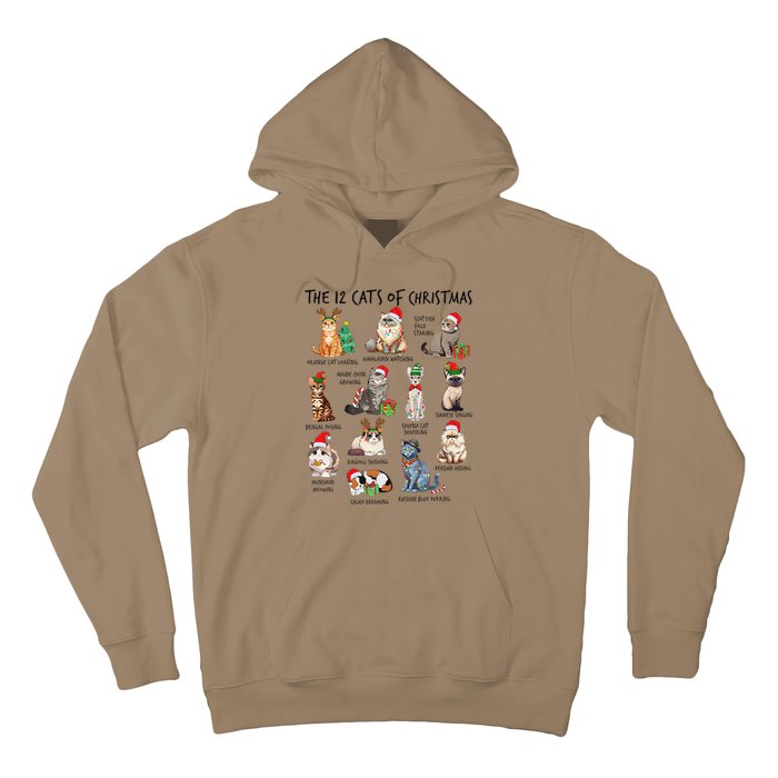 12 Cats Of Christmas Funny Christmas Cat Lover Xmas Holiday Hoodie