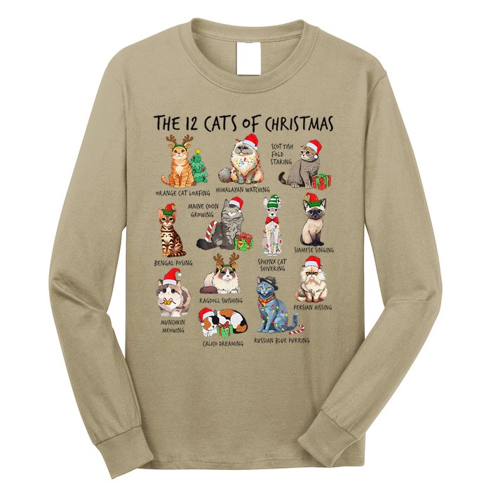 12 Cats Of Christmas Funny Christmas Cat Lover Xmas Holiday Long Sleeve Shirt