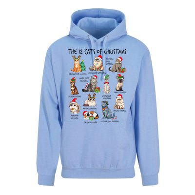 12 Cats Of Christmas Funny Christmas Cat Lover Xmas Holiday Unisex Surf Hoodie