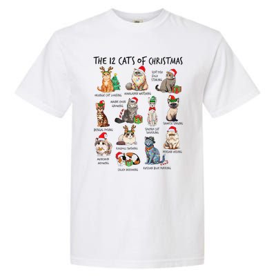 12 Cats Of Christmas Funny Christmas Cat Lover Xmas Holiday Garment-Dyed Heavyweight T-Shirt