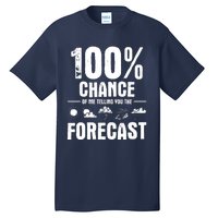 100% Chance Of Me Telling You The Forecast Meteorologist Tall T-Shirt