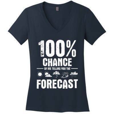 100% Chance Of Me Telling You The Forecast Meteorologist Women's V-Neck T-Shirt