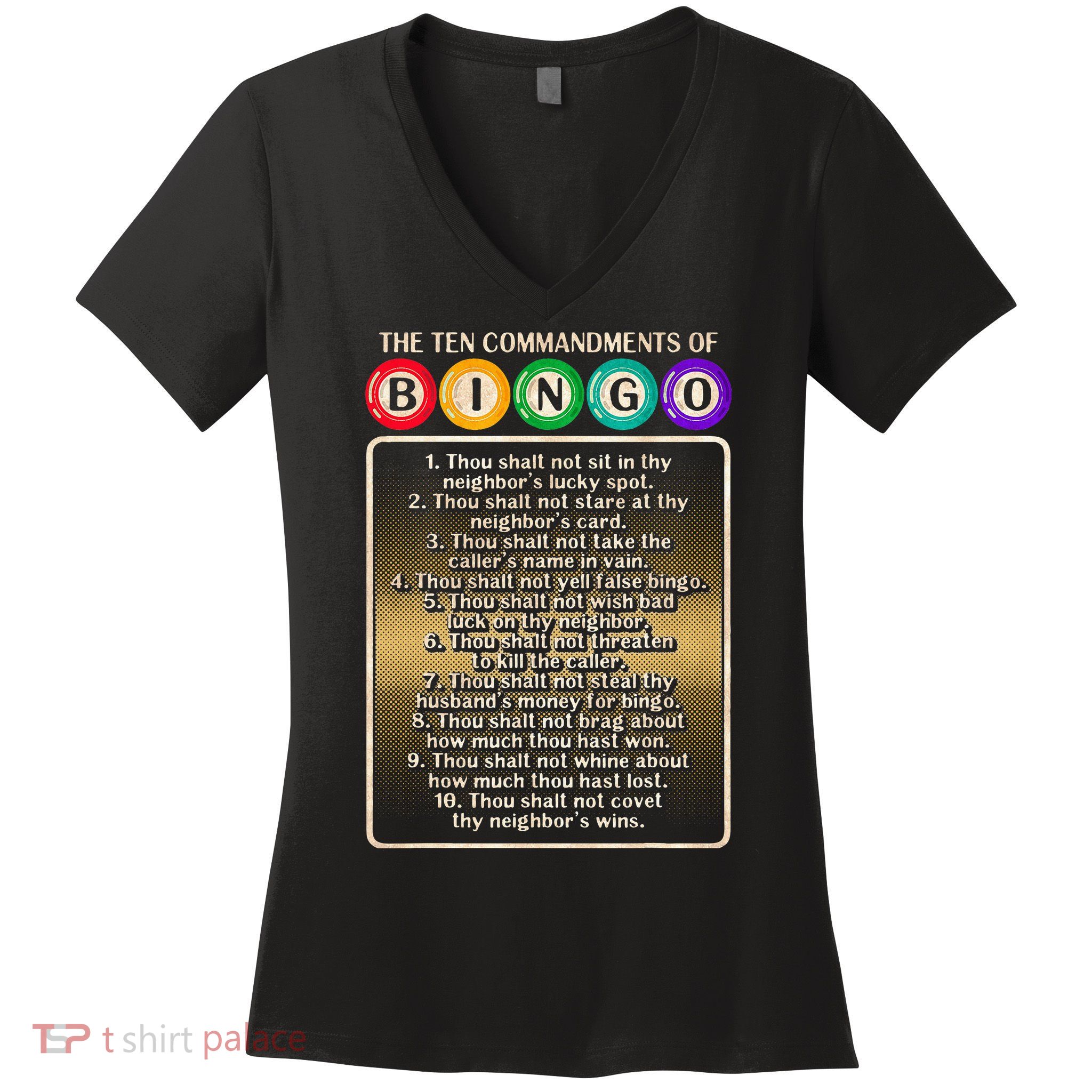 10 Commandments Of Bingo Bingo Player Women's V-Neck T-Shirt