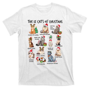 12 Cats Of Christmas Funny Christmas Cat Lover Xmas Holiday T-Shirt